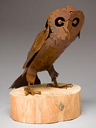 Abraxas Crow - steel Barn Owl Sculpture